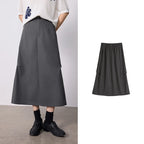 Paneled A-Line Midi Skirt