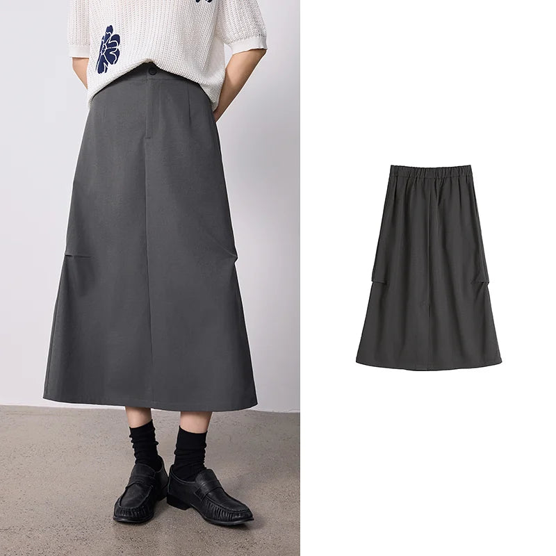 Paneled A-Line Midi Skirt