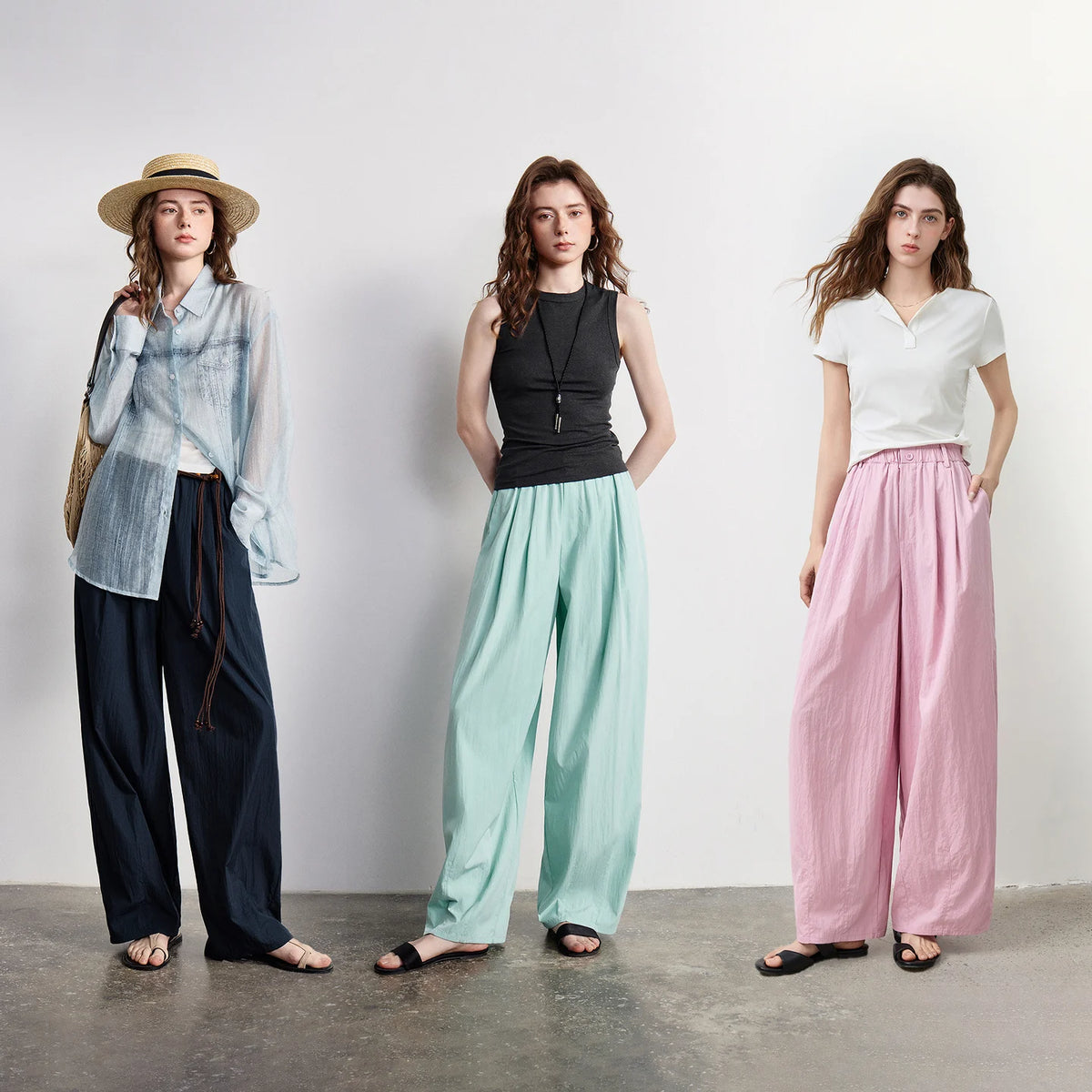 Drawstring Wide-Leg Pants