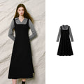 Square-Neck Midi Pinafore Dress