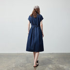 Belted Denim Midi Shirt Dress