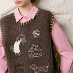 Decorative-Motif Knit Vest