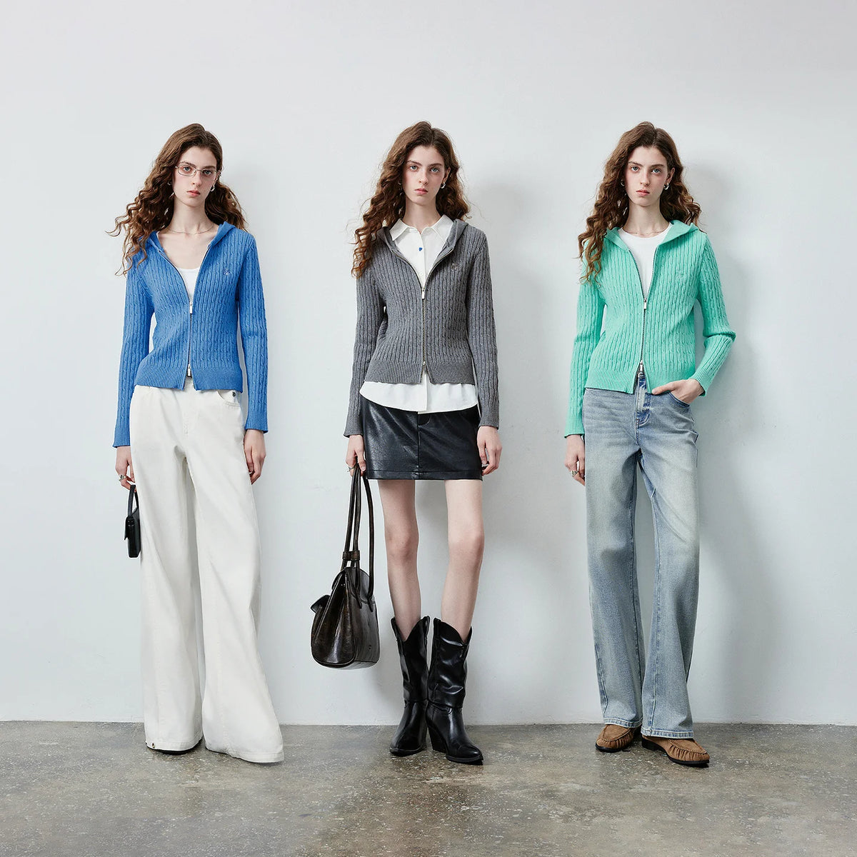 Ribbed Hooded Zip Cardigan