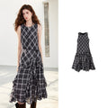 Plaid Ruffled Midi Dress