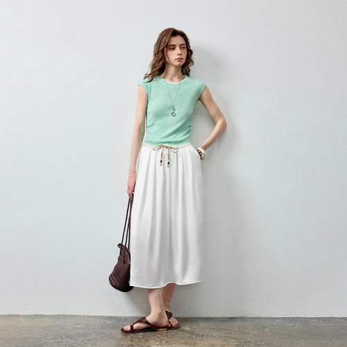 Boat-Neck Sleeveless Knit Top