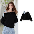 Asymmetric-Neck Bow-Detail Sweatshirt