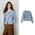 Playful-Motif Crewneck Cardigan
