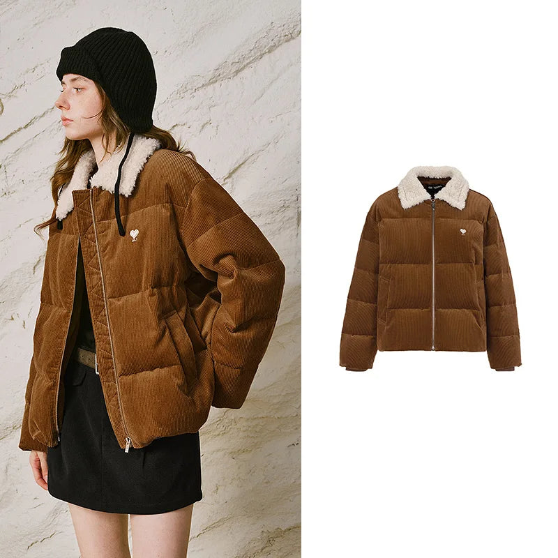 Textured-Collar Puffer Jacket