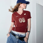 Number-Graphic V-Neck Tee