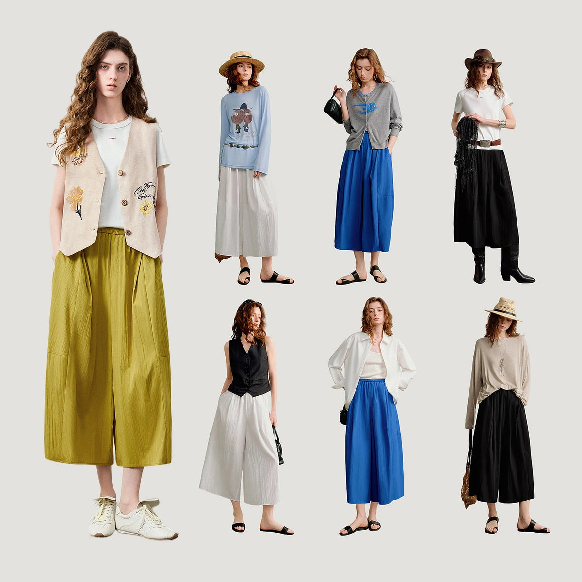 Pleated Wide-Leg Culottes
