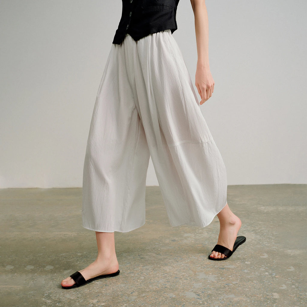 Pleated Wide-Leg Culottes