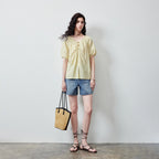 Gathered Puff-Sleeve Blouse