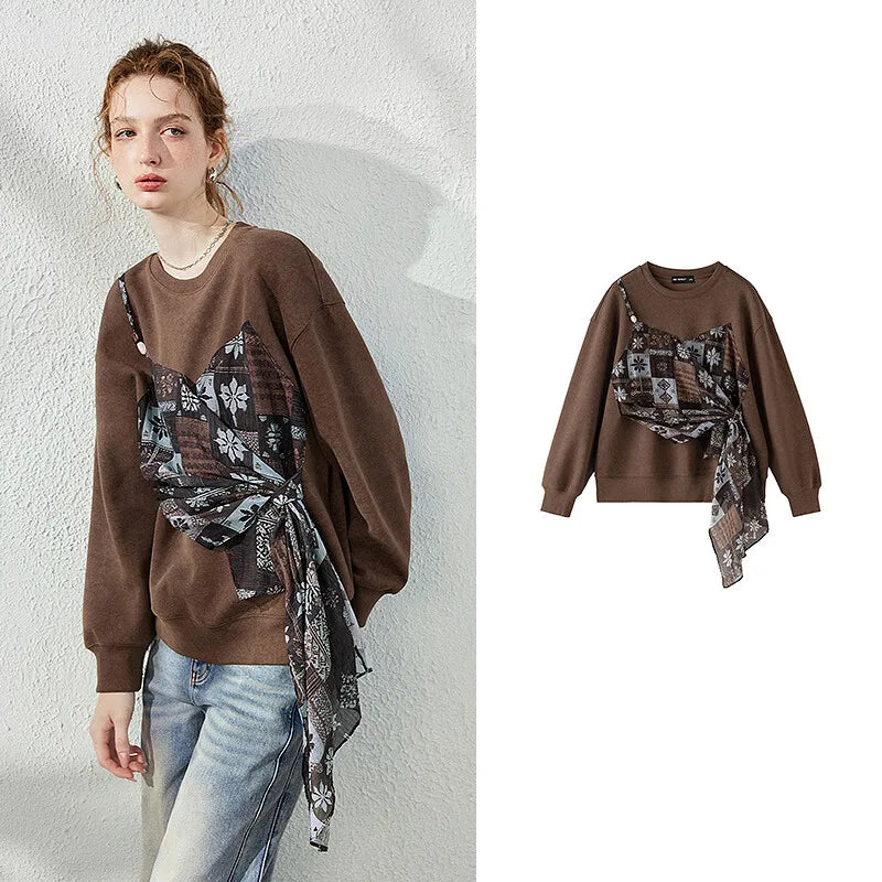Layered-Look Wrap-Detail Sweatshirt