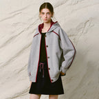 Contrast-Trim Button-Front Hoodie