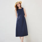 Sleeveless Angled-Waist Midi Dress