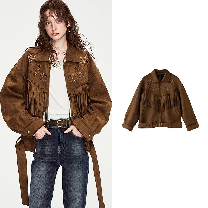 Fringe-Detail Zip Jacket