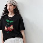 Apple-Motif Crewneck Tee