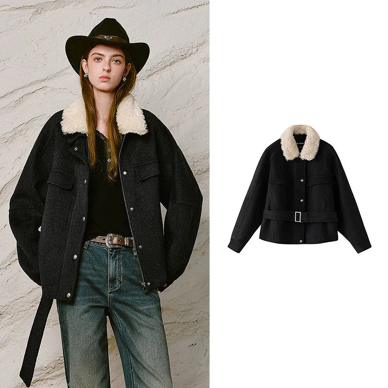 Textured-Collar Relaxed Jacket