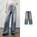 Wide-Leg Washed Jeans