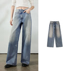 Wide-Leg Washed Jeans