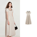 Layered-Look Short-Sleeve Midi Dress