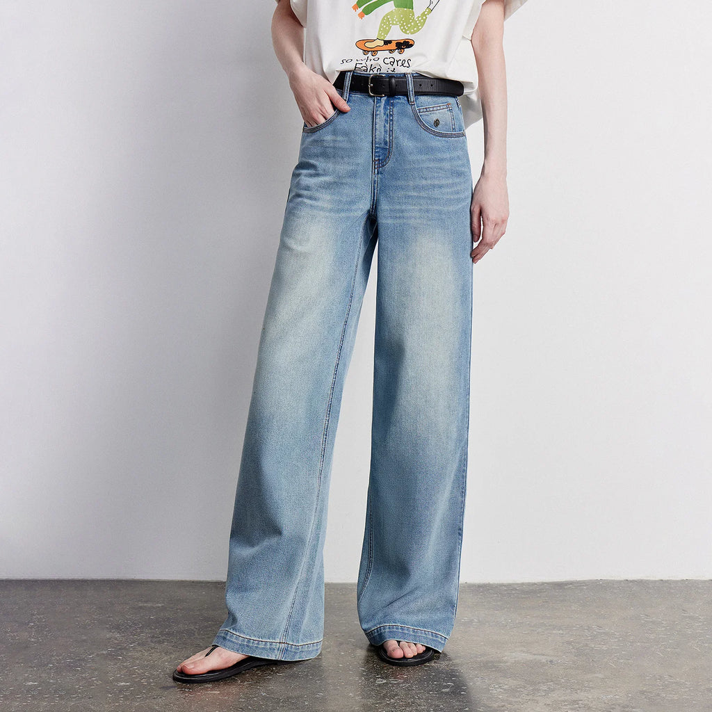 Washed Wide-Leg Jeans
