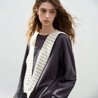 Striped Knit Shoulder Scarf