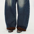 Paneled Barrel-Leg Jeans