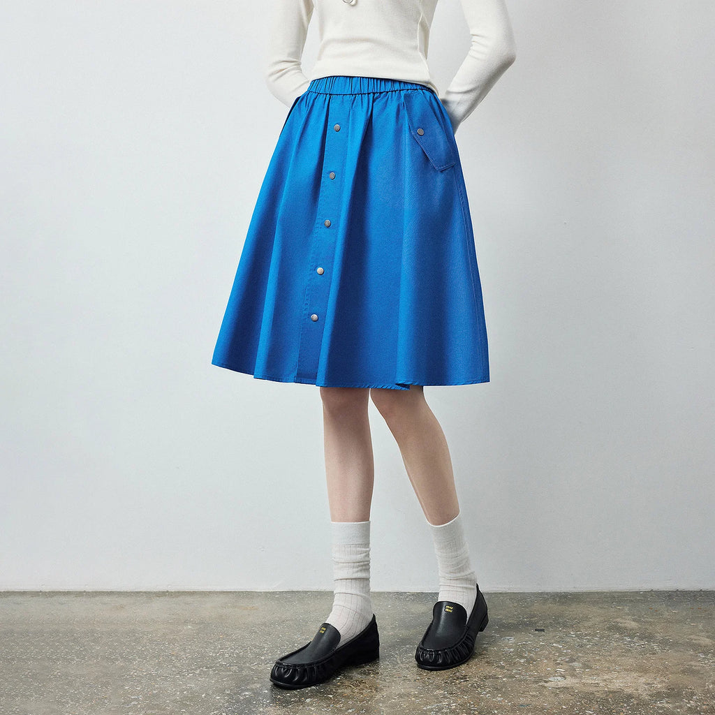 Button-Front A-Line Skirt