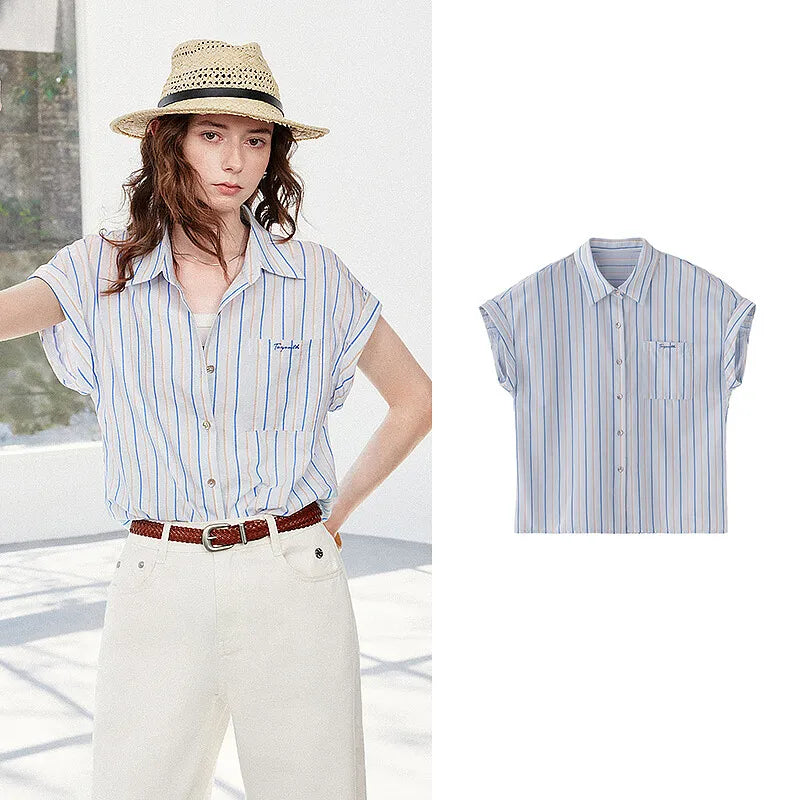 Cuffed Short-Sleeve Button-Up Shirt