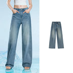 Wide-Leg Faded Jeans