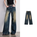 Wide-Leg Washed Jeans