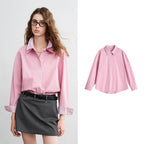 Checked-Trim Motif-Detail Shirt