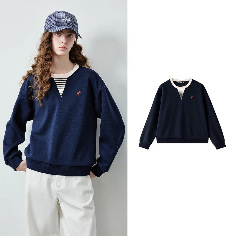 Layered-Look V-Neck Sweatshirt