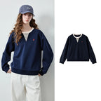 Layered-Look V-Neck Sweatshirt