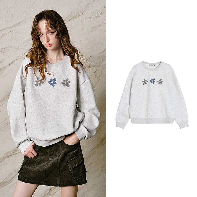 Floral-Motif Crewneck Sweatshirt