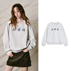 Floral-Motif Crewneck Sweatshirt