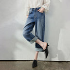 Washed Cropped Tapered Jeans