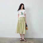 Polka-Dot Gathered Midi Skirt