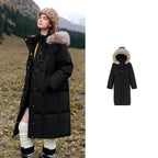 Shaggy-Trim Long Puffer Coat