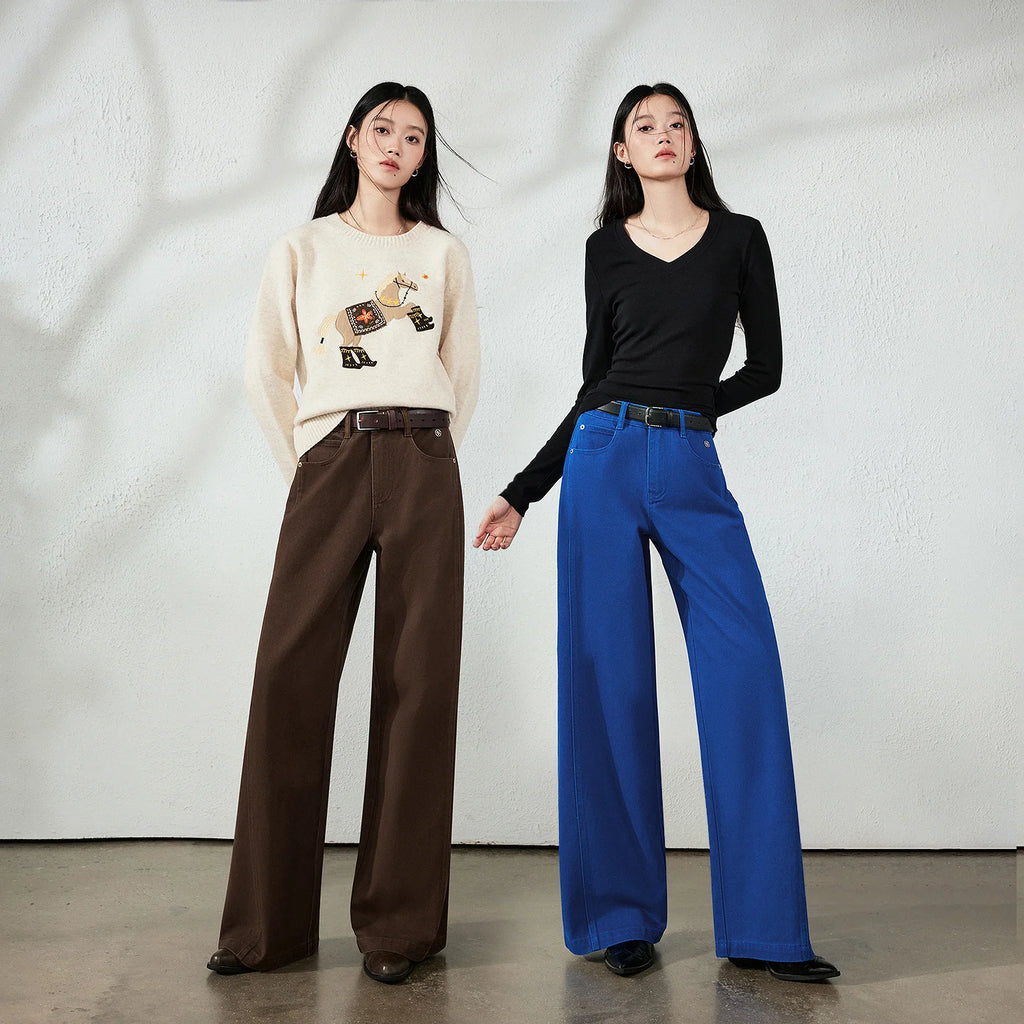 Seamed Wide-Leg Pants