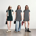 Striped Short-Sleeve Mini Dress