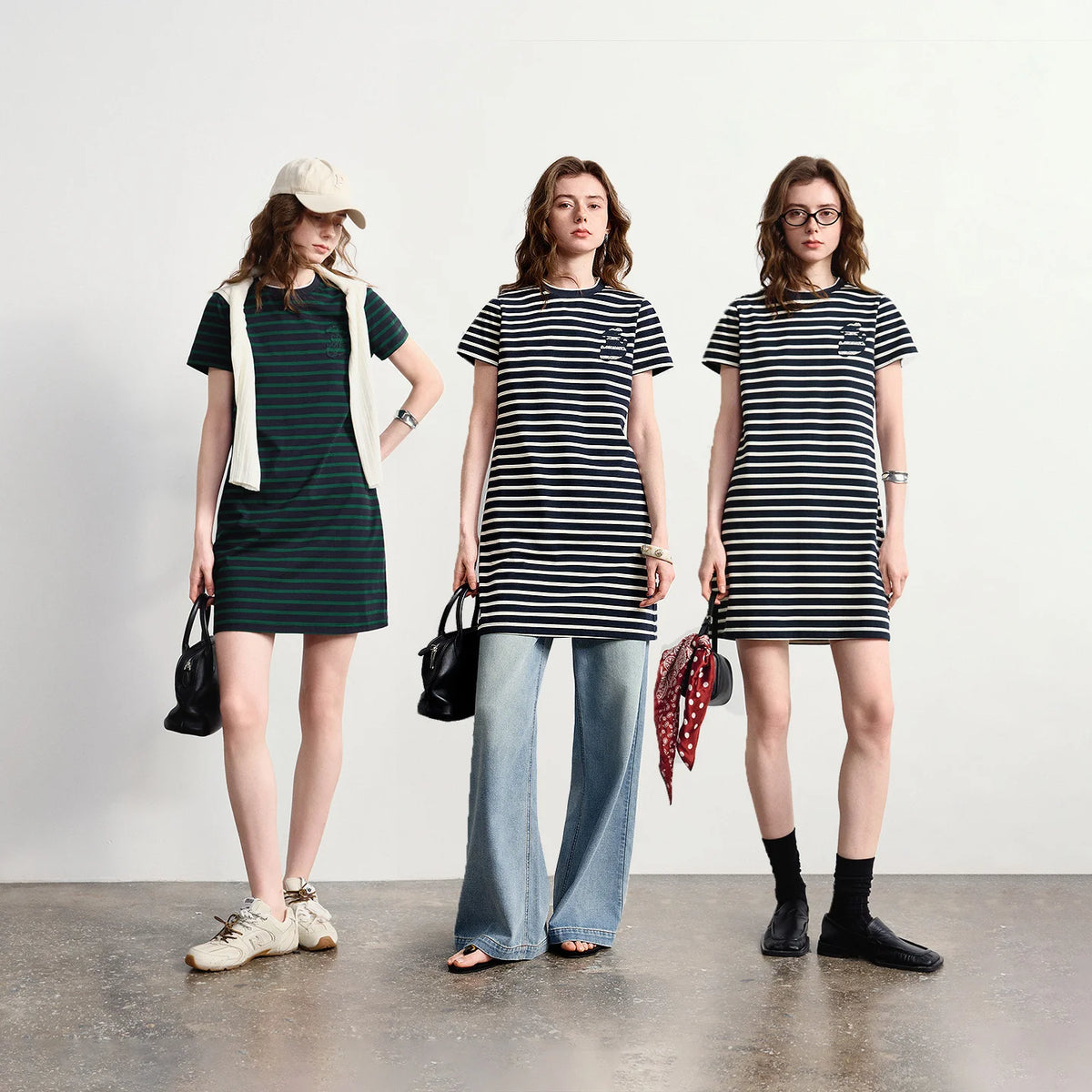 Striped Short-Sleeve Mini Dress