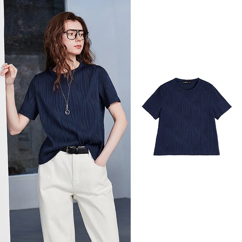 Textured Short-Sleeve Crewneck Tee