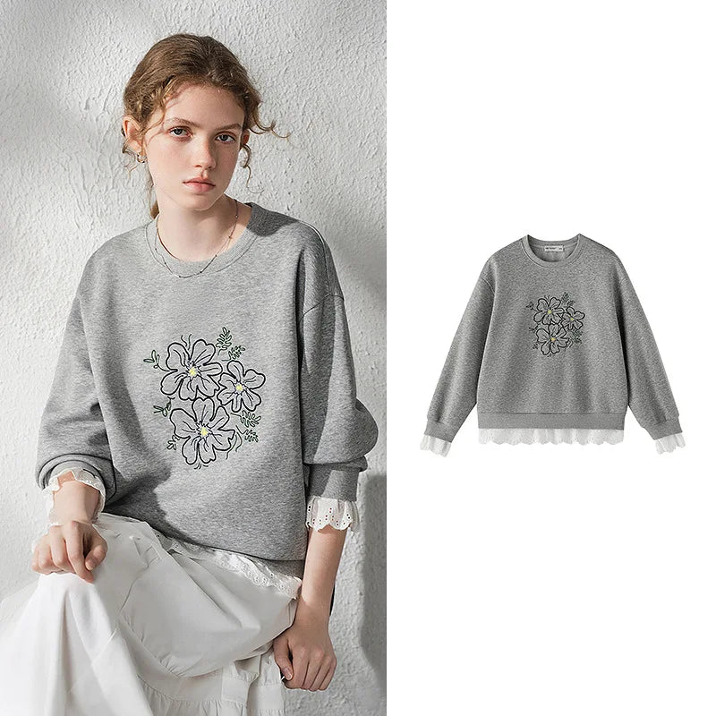 Floral Graphic Layered-Look Sweatshirt