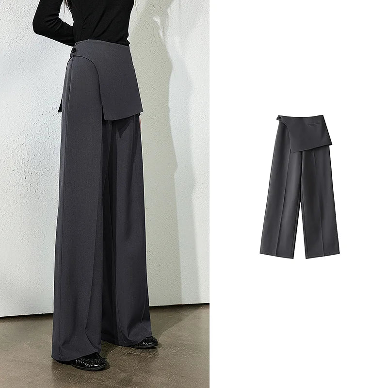 Flap-Detail Wide-Leg Pants