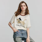 Dog-Graphic Contrast-Trim Tee