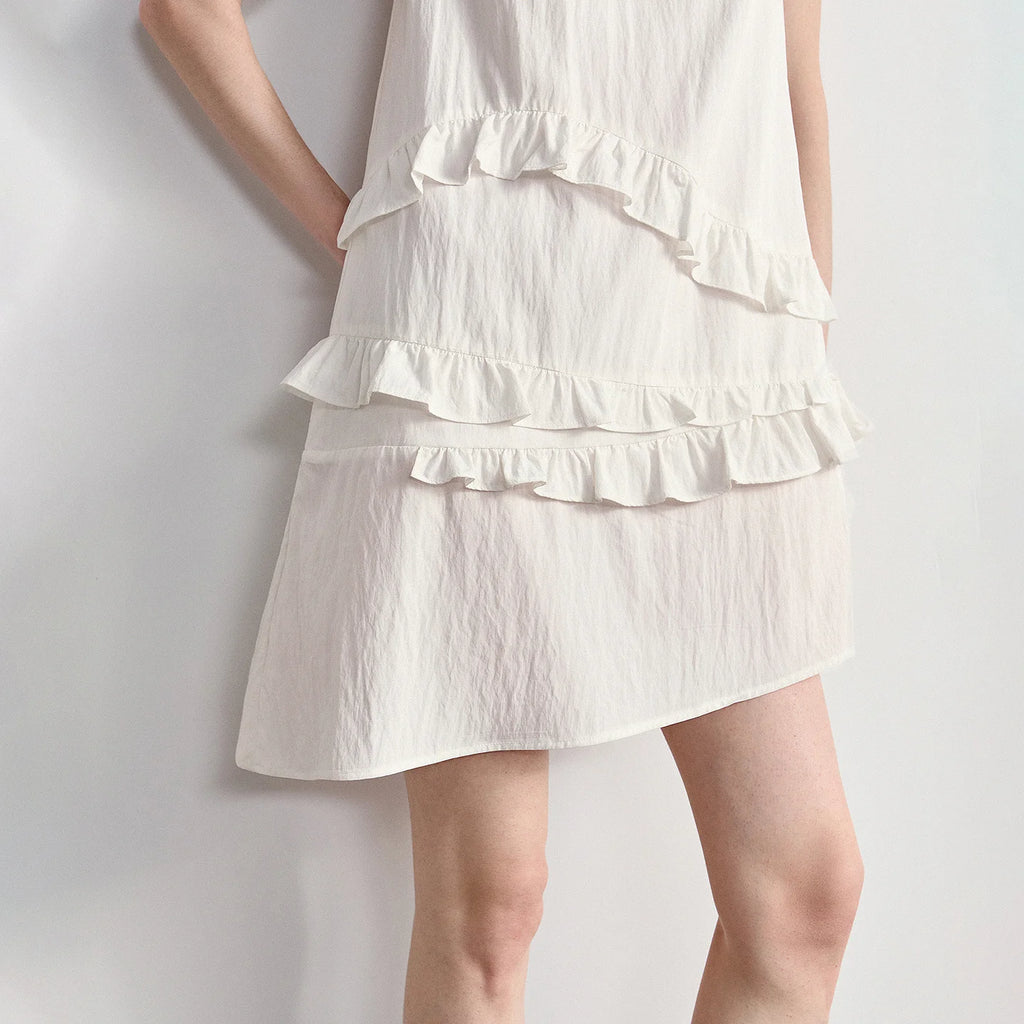 Plaid Ruffle-Hem Mini Dress