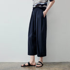 Cuffed Wide-Leg Cropped Pants