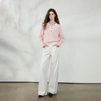 Textured Long-Sleeve Polo Top